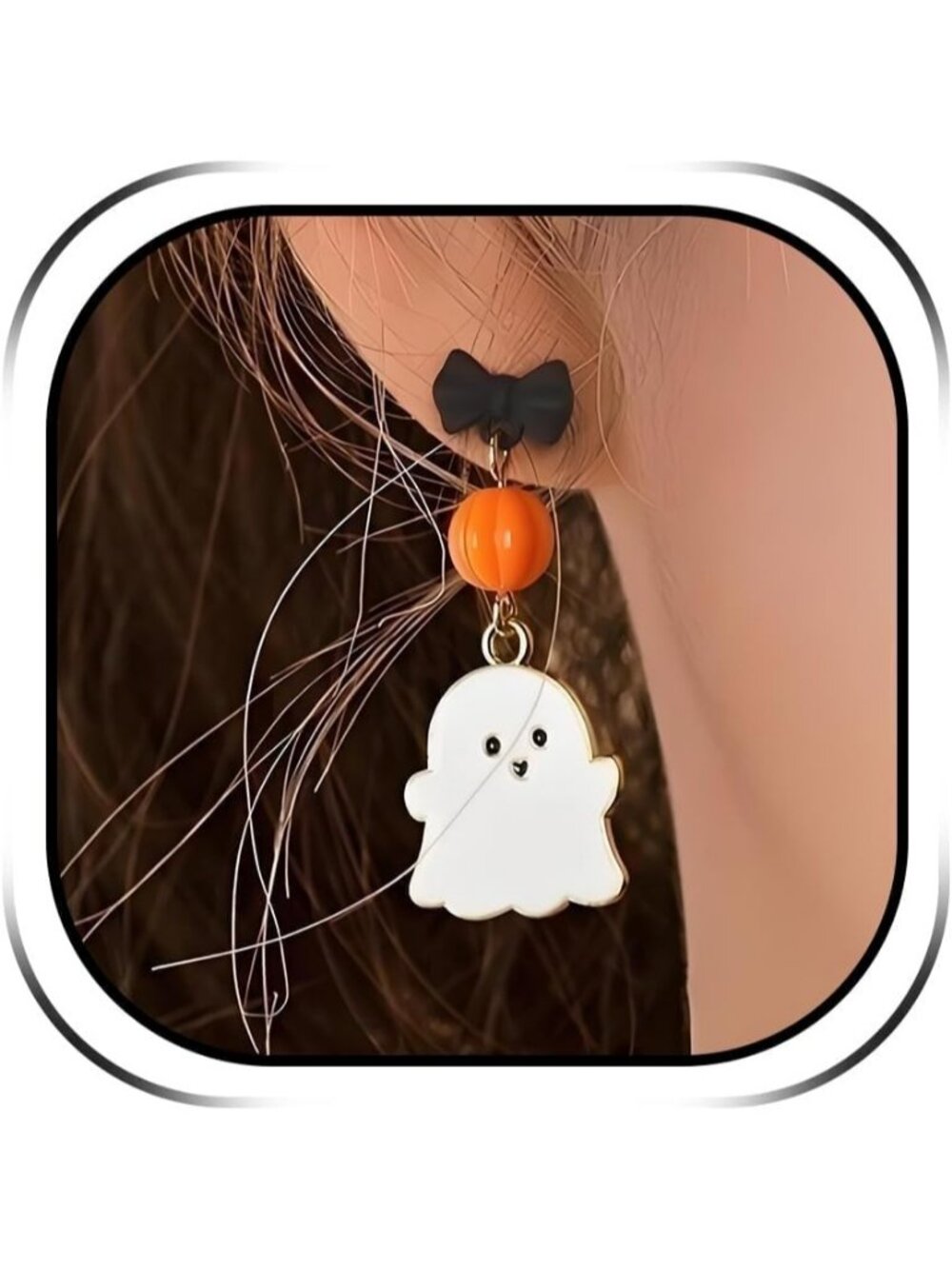 Woman's White Dangle Halloween Costumes Cute Jewelry Charm Ghost Stud Earrings